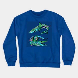 shark and crocodille ecopop pattern Crewneck Sweatshirt